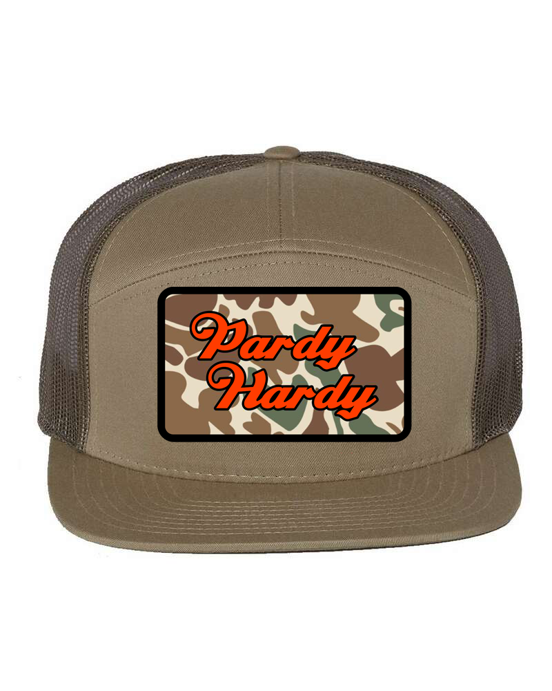 Pardy Hardy camo flat bill