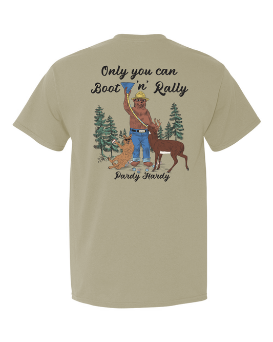 introducing the ultimate pardy companion: our "Boot and Rally" t-shirt! Ever heard of the legendary saying "puke and rally"? Well, we've upgraded it to a whole new level of hilarity! Picture this: a bear, yes, a bear, holding a funnel to a buck who's chugging it like there's no tomorrow. It's a scene straight out of a wild pardy saga!