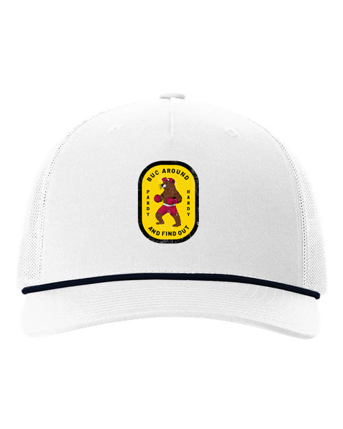 Buc around and find out trucker hat in white