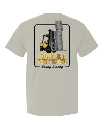 This shirt isn't just a fashion statement; it's a badge of honor for those who know their way around both heavy machinery and a good brew. With a playful twist on the classic forklift certification, this tee celebrates the unsung heroes of the warehouse and the beer enthusiasts who keep the taps flowing.