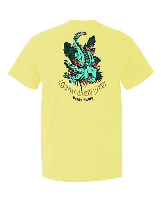 Forget "see ya later," this gator's motto is "cheers later!" This shirt is a clear warning: "This gator don't play. He chugs brews, throws legendary swamp mosh pits, and might just mistake your foot for a late-night snack. Enter at your own risk."