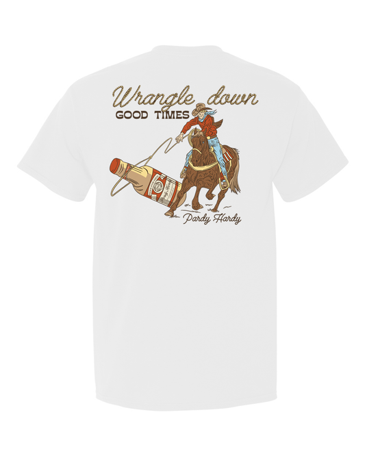 Howdy, partners! Saddle up for a rootin' tootin' good time with this here shirt. It features a true buckaroo – not wranglin' cattle, but wranglin' the most important critter of all: a frosty brewski. This ain't your average rodeo, folks, this is a battle for refreshment, and our cowboy's determined to emerge victorious.